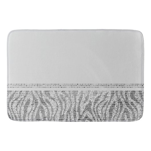 Witte Zilver Zebra Wilde Dierenprint Exotische Gla Badmat (Voorkant)