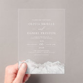 Witte zilveren agaat Elegante moderne bruiloft Acryl Uitnodigingen (Insitu (Draagbaar))