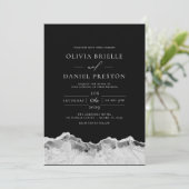 Witte zilveren agaat Elegante moderne bruiloft Kaart (Staand voorkant)