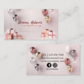 Witte zilveren ballonnen Modern Visitekaartje (Voorkant / Achterkant)