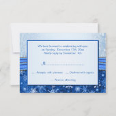 Witte, zilveren, blauwe sneeuwvlokken RSVP (Achterkant)