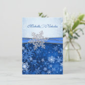 Witte, zilveren, blauwe sneeuwvlokken Weddenschap Kaart (Staand voorkant)