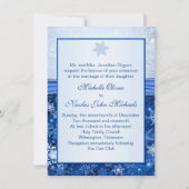 Witte, zilveren, blauwe sneeuwvlokken Weddenschap Kaart (Achterkant)