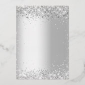 Witte zilveren bruiloft folie uitnodiging (Achterkant)