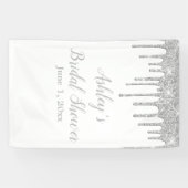 Witte & Zilveren Bruiloftsshower Achtergrond Foto  Spandoek (Horizontaal)
