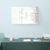 Witte & Zilveren Bruiloftsshower Achtergrond Foto  Spandoek (Beurs)