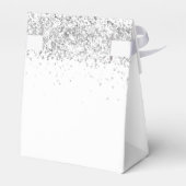Witte zilveren confetti bedankt bruiloft bedankdoosjes (Achterkant)