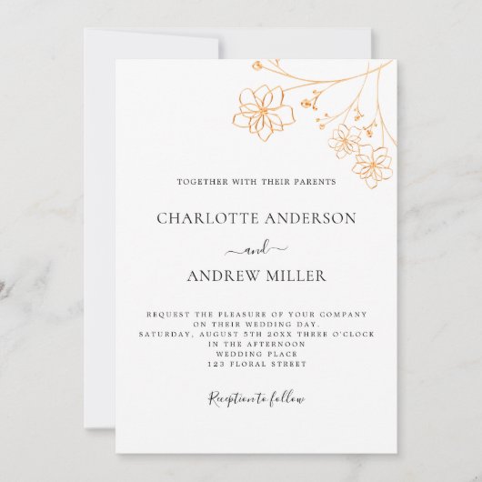 Witte zilveren florelegant botanische bruiloft kaart (Voorkant)