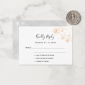 Witte zilveren florelegant bruiloft RSVP Notitiekaartje (Voorkant / Achterkant in situ)
