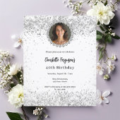 Witte zilveren foto diamanten verjaardagsuitnodigi