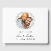Witte zilveren foto elegante bruiloft gastenboek (Voorkant)