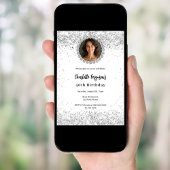 Witte zilveren fotodiamanten verjaardag kaart