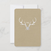 Witte zilveren gewei en bruin papier rustieke RSVP (Achterkant)