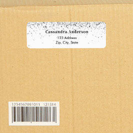 Witte zilveren glinster retouradreslabel etiket