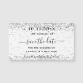 Witte zilveren glinsterende huwelijksaankondigings (Voorkant)