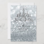 Witte Zilveren Glitter Bokeh Glam Kroonluchter Fee Kaart (Voorkant)