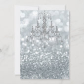 Witte Zilveren Glitter Bokeh Glam Kroonluchter Fee Kaart (Achterkant)
