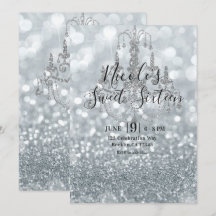 Witte Zilveren Glitter Bokeh Glam Kroonluchter Fee