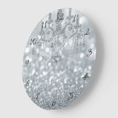 Witte Zilveren Glitter Bokeh Glam Kroonluchter Fon Grote Klok (Hoek)