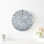 Witte Zilveren Glitter Bokeh Glam Kroonluchter Fon Grote Klok (Huis)