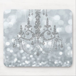Witte Zilveren Glitter Bokeh Glam Kroonluchter Fon Muismat