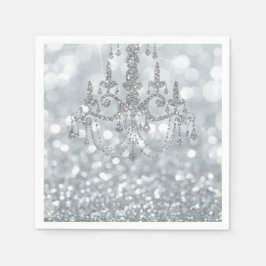 Witte Zilveren Glitter Bokeh Glam Kroonluchter Fon Servet