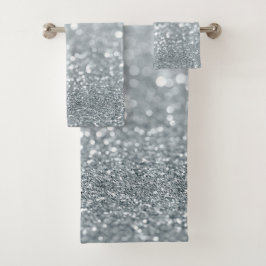 Witte Zilveren Glitter Bokeh Glam Modieus Fonkelen Bad Handdoek
