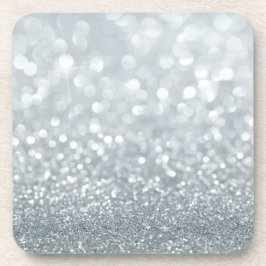 Witte Zilveren Glitter Bokeh Glam Modieus Fonkelen Bier Onderzetter