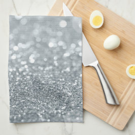 Witte Zilveren Glitter Bokeh Glam Modieus Fonkelen Theedoek