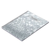 Witte Zilveren Glitter Bokeh Glam Trendige Schitte Notitieboek (Linkerzijde)