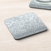 Witte Zilveren Glitter Bokeh Glam Trendy Schitteri Bier Onderzetter (Linkerzijde)