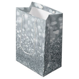 Witte Zilveren Glitter Bokeh Glam Zoete 16 Feestje Medium Cadeauzakje