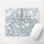 Witte zilveren glitter bokeh glamour kroonluchter muismat (Met muis)