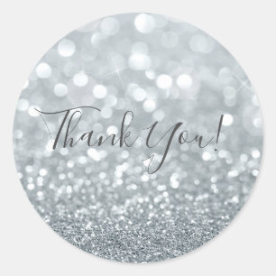 Witte zilveren glitter bokeh glamour Sweet 16-fees Ronde Sticker