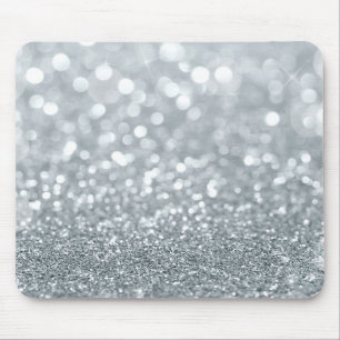 Witte zilveren glitter bokeh glamour trendy glans muismat