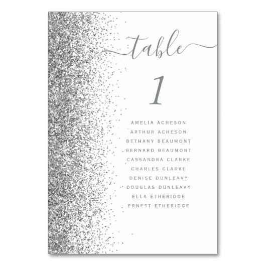 Witte zilveren glitter bruiloft kaart (Achterkant)