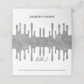 Witte & Zilveren Glitter Drip Bruiloft Receptie Plaatskaartje (Buitenkant ongevouwen)