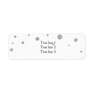 Witte & Zilveren Glitter Elegante Kaart Adres Labe Etiket