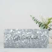 Witte Zilveren Glitter Glam Cadeaubon Kaart (Staand voorkant)