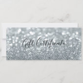 Witte Zilveren Glitter Glam Cadeaubon Kaart (Voorkant)