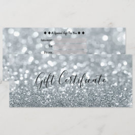 Witte Zilveren Glitter Glam Cadeaubon Kaart