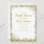 Witte zilveren glitter moderne glam bruidsdouche kaart (Voorkant)