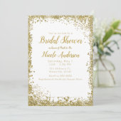 Witte zilveren glitter moderne glam bruidsdouche kaart (Staand voorkant)