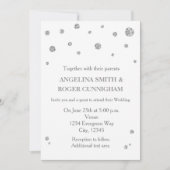 Witte & Zilveren Glitter Moderne Huwelijksuitnodig Kaart (Voorkant)