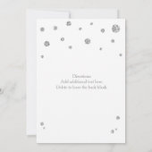 Witte & Zilveren Glitter Moderne Huwelijksuitnodig Kaart (Achterkant)