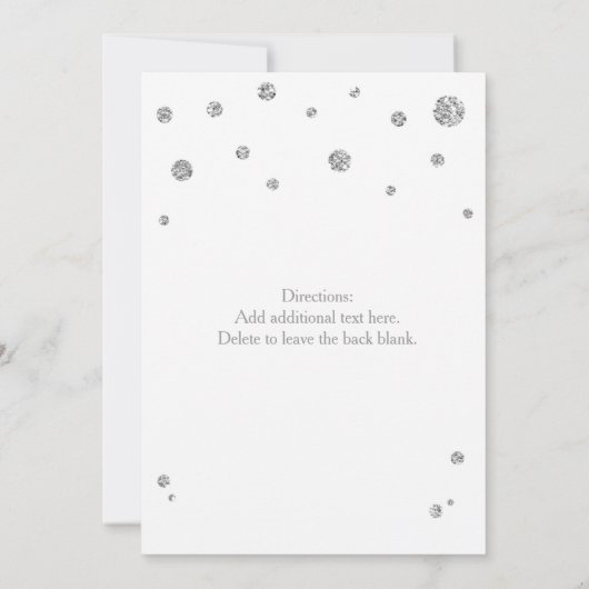 Witte & Zilveren Glitter Moderne Huwelijksuitnodig Kaart (Achterkant)