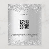 Witte zilveren glitter QR rsvp trouwuitnodiging Flyer (Achterkant)