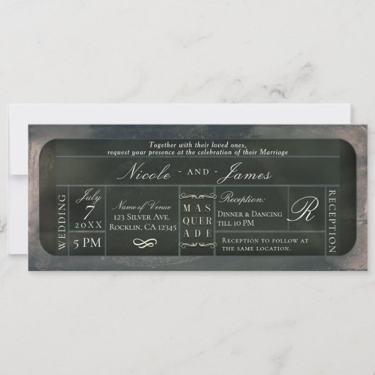 Witte Zilveren Glitter VIP Ticket Bruiloft Kaart (Voorkant)