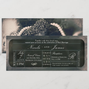 Witte Zilveren Glitter VIP Ticket Bruiloft Kaart