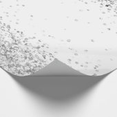 Witte zilveren glitters glans Kerstmis Xmas  Cadeaupapier (Hoek)